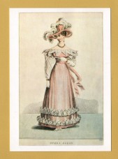 `Victoria and Albert Museum - Opera Dress from La Belle Assemble 1827` - Postally Unused - V&A Postcard.