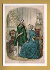 `Victoria and Albert Museum - Fashion Plate from Le Follet,c1845.` - Postally Unused - V&A Postcard.