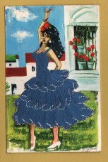 `Spanish Silk Embroidered Postcard` - Postally Used-1966 - Savir Postcard.