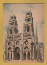 `Orleans - The Cathedral by Barday` - Postally Unused - B.D. Postcard.