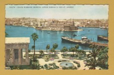 `Malta - Grand Harbour Showing Lower Barracca and St Angelo` - Postally Unused - A R Postcard.