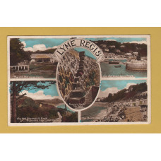 `Lyme Regis` Multiview - Postally Used - Lyme Regis 16th September 1953 Dorset Postmark - Harvey Barton & Sons Ltd Postcard.