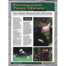 European Tour News - No.20 - May 28th 1996 - `Rocca Masters Wentworth Club`s West Course` - Published by PGA European tour