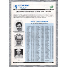 Volvo Tour - Information - August 19th 1991 - `Champion Gilford Joins The Chase` - Published by PGA European Tour