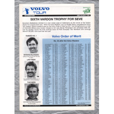 Volvo Tour - Information - October 28th 1991 - `Sixth Vardon Trophy For Seve` - Published by PGA European Tour