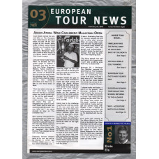 European Tour News - No.8 - February 24th 2003 - `Arjun Atwal Wins Carlsberg Malaysian Open` - Published by PGA European Tour