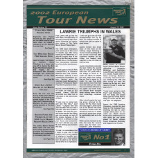 European Tour News - No.32 - August 12th 2002 - `Laurie Triumphs In Wales` - Published by PGA European Tour