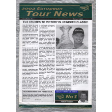 European Tour News - No.5 - February 4th 2002 - `Els Cruises To Victory In Heineken Classic` - Published by PGA European Tour