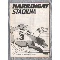 Harringay Stadium - Wednesday 12th March 1986 - 10 Race Card