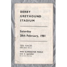 Derby Greyhound Stadium - Saturday 28th February 1981 - 10 Race Card