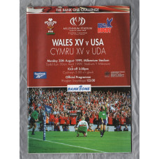 `The Bank One Challenge` - Wales XV vs USA - Monday 30th August 1999 - Millennium Stadium