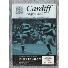 `Cardiff Rugby Club` - Cardiff vs Nottingham - Saturday 28th September 1991 - Cardiff Arms Park