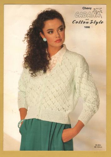 Chevy - Cabana and Cotton Style - 26-40" (66-102cm) - Design No.1006 - Lacy Cardigan - Knitting Pattern