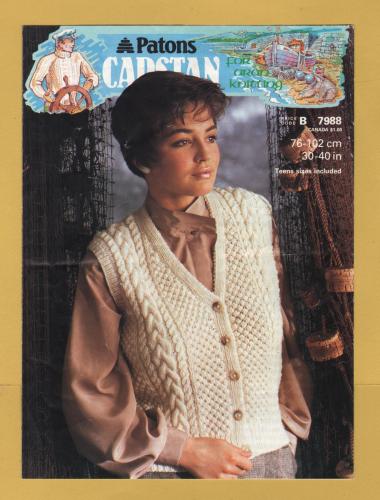 Patons - Aran - 30-40" (76-102cm) - Design No.B7988 - Waistcoat - Knitting Pattern
