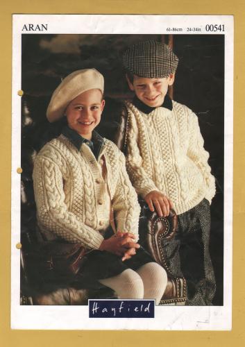 Hayfield - Aran - 24-34" (61-86cm) - Design No.00541 - Child`s Sweater & Cardigan - Knitting Pattern