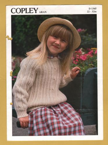 Coats - Aran - 22-32" (56-81cm) - Design No.D1345 - Sweater - Knitting Pattern