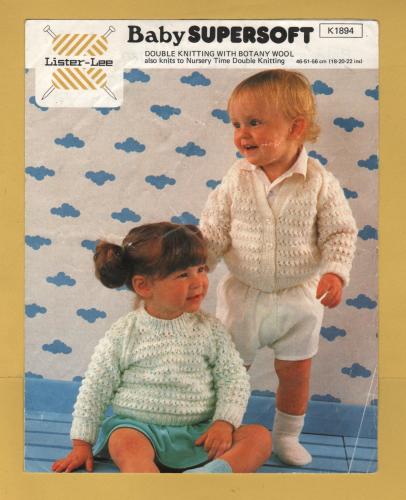 Lister-Lee - Double Knitting - 18-22" (46-56cm) - Design No.K1894 - Sweater & Cardigan - Knitting Pattern