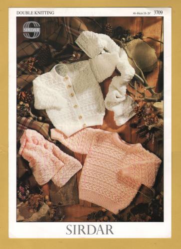 Sirdar - Double Knitting - 18-26" (46-66cm) - Design No.3709 - Sweater,Cardigan & Scarf - Knitting Pattern