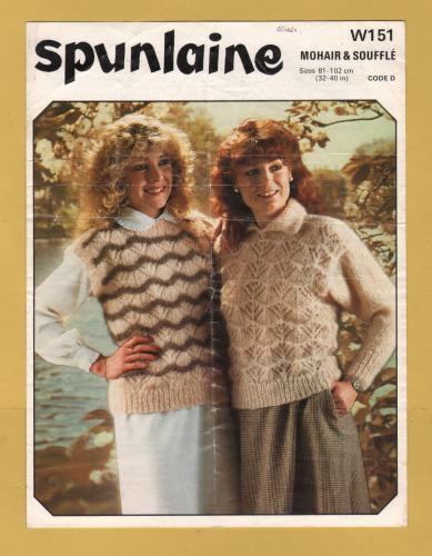 Spunlaine - Mohair & Souffle - 32-40" (81-102cm) - Design No.W151 - Sweater with Collar & Sleeveless Sweater - Knitting Pattern