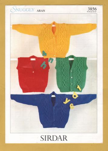 Sirdar - Aran - 22-32" (56-81cm) - Design No.3856 - Waistcoat & Cardigan - Knitting Pattern