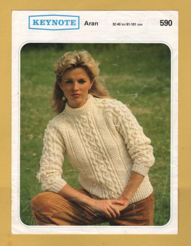 Keynote - Aran - 32-40" (81-101cm) - Design No.590 - Lady`s Aran Sweater - Knitting Pattern