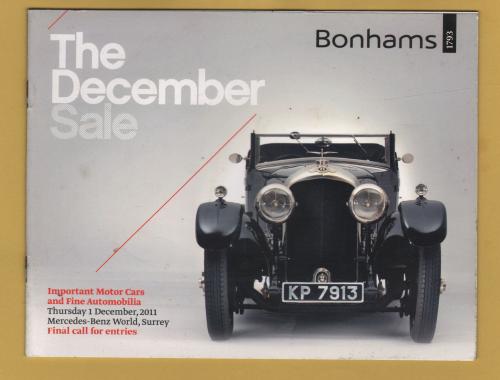 Bonhams - Important Motor Cars and Fine Automobilia -`Final Call For Entries` - Mercedes Benz World, Surrey - Thursday 1 December 2011