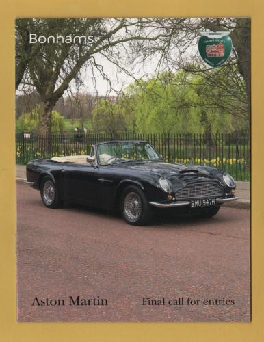 Bonhams - Aston Martin Motor Cars and Related Automobilia -`Final Call For Entries` - Newport Pagnell - Saturday 9 May 2009