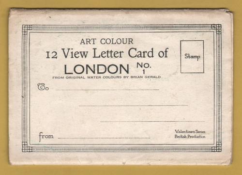 `12 View Letter Card of London No.1 - From Original Water Colours by Brian Gerald` - Postally Unused - Valentine`s `Art Colour Series` Letter Card.