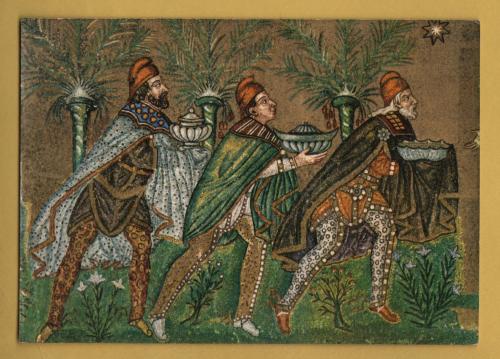 `Ravenna - New St Apollinare - The Three Wise Men (Mosaic of the VI Cent)` - Postally Unused - E.Salbaroli Postcard.