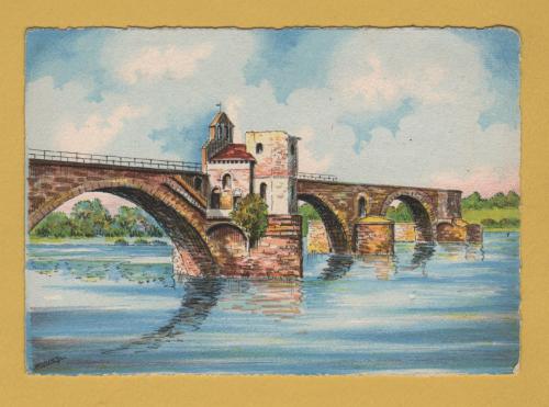 `Avignon - Le Pont Saint-Benezet et la Chapelle Saint Nicolas by Barday` - Postally Unused - M.Barre & J.Doyez Postcard.