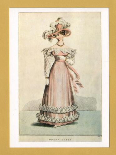 `Victoria and Albert Museum - Opera Dress from La Belle Assemble 1827` - Postally Unused - V&A Postcard.