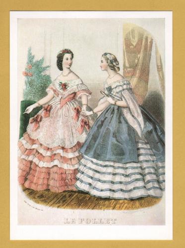 `Victoria and Albert Museum - Le Follet - Fashion Plate c1860` - Postally Unused - V&A Postcard.