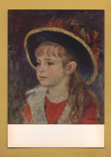 `Girl with a Blue Hat (1881) by Renoir` - Postally Unused - Editions d`Art Postcard.