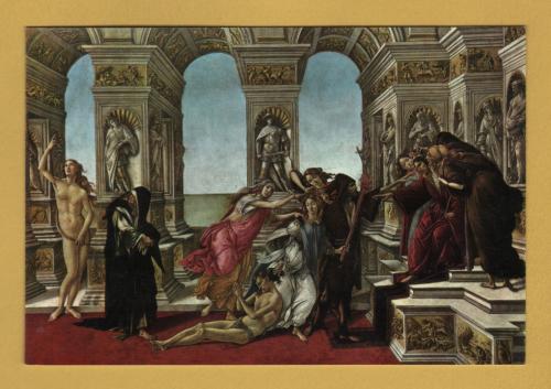 `Florence, Uffizi Gallery - The Slander of Apelles by Sandro Botticelli` - Postally Unused - Nova LVX Postcard.