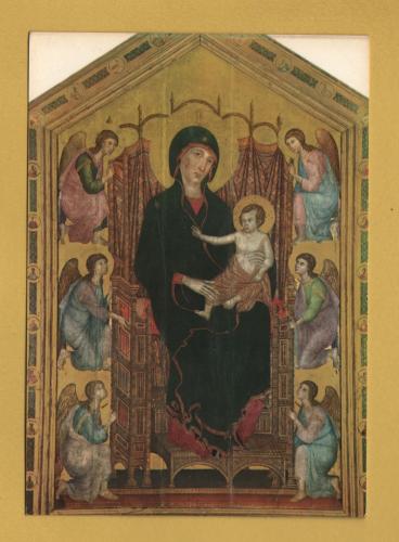 `Florence, Uffizi Gallery - Our Lady Enthroned by Duccio di Boninsegna` - Postally Unused - Nova LVX Postcard.