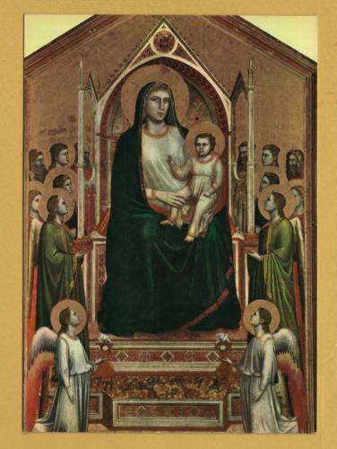 `Florence, Uffizi Gallery - Our Lady with the Infant Jesus, Saints and Angels by Giotto` - Postally Unused - Nova LVX Postcard.