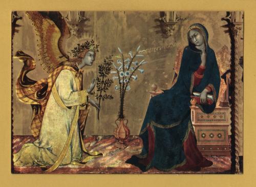 `Florence, Uffizi Gallery - The Annunciation by Simone Martin` - Postally Unused - Nova LVX Postcard.
