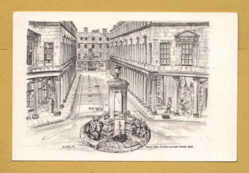 `Mineral Water Fountain and Bath Street, Bath by Peter Griffin` - Postally Unused - Leisure Interests Ltd Postcard.