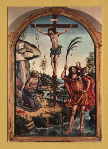 `Rome, Borghese Gallery - Crucifix with St Jerome and St Christopher by Pinturichio` - Postally Unused - EVR Postcard.