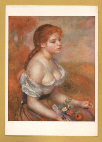`New York, Metropolitan Museum of Art - Young Girl with Daisies by Auguste Renoir` - Postally Unused - Braun Postcard.