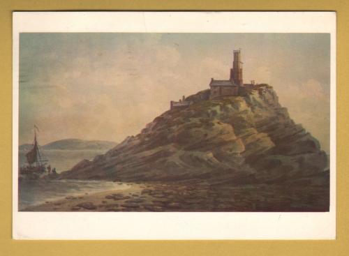 `Mumbles Lighthouse, Gower Peninsula, Glamorgan by John `Warwick` Smith` - Postally Used-1989 - National Library of Wales Postcard.