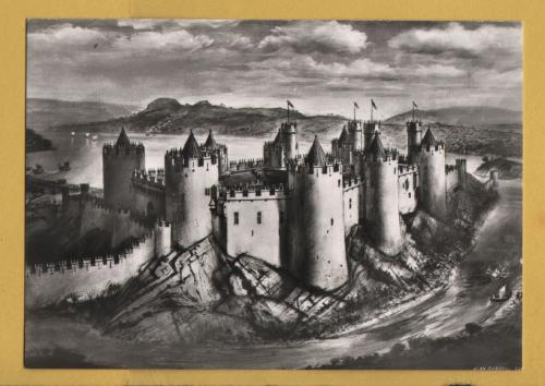 `Conway Castle, Caernarvonshire by Alan Sorrell` - Postally Unused - Ministry of Works Postcard.