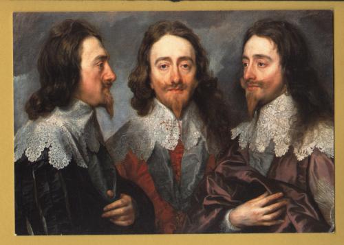 `Charles l in Tree Positions by Sir Anthony Van Dyck` - Postally Unused - The Royal Collection Postcard.