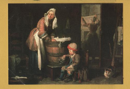 `The Washerwoman by Jean-Baptiste Simeon Chardin` - Postally Unused - National Museum, Stockholm Postcard.