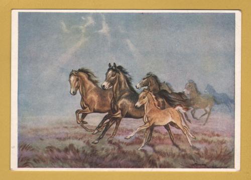 `Ponies of the Mist by Ninetta Butterworth` - Postally Unused - The Medici Society Postcard.