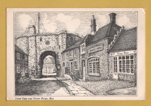 `Land Gate Tower Forge, Rye by S.J.Heady` - Postally Used-1976 - S.J.Heady & Co. Postcard.
