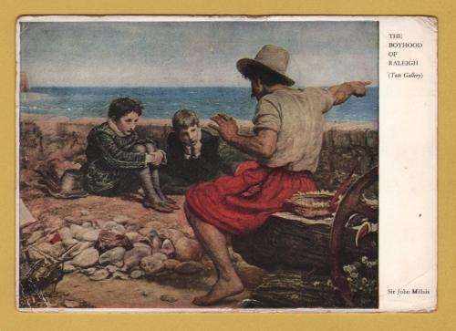 `The Boyhood of Raleigh by Sir John Millais` - Postally Used-1959 - The Medici Society Postcard.