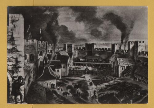 `Framlingham Castle, Suffolk by Alan Sorrell` - Postally Unused - Ministry of Public Works Postcard.