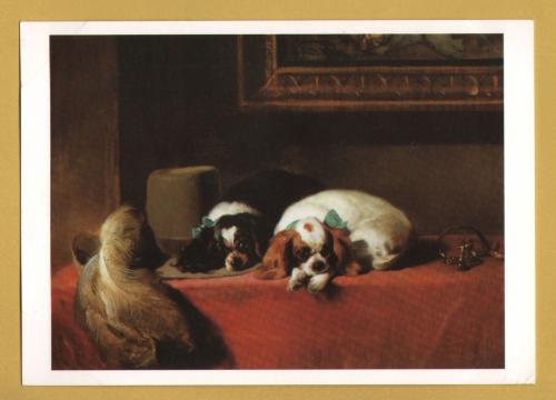 `King Charles Spaniels (The Cavaliers Pets) by Sir Edwin Henry Landseer` - Postally Unused (although there is a message to the rear) - Tate Gallery Postcard.