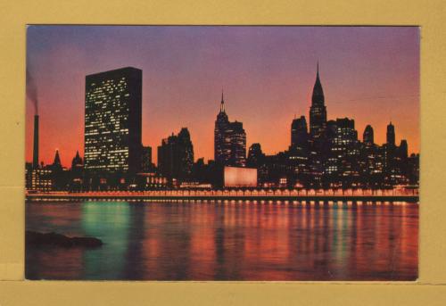 `United States - The New York Skyline viewed From the East....` - Postally Unused - Pan American World Airways Postcard.
